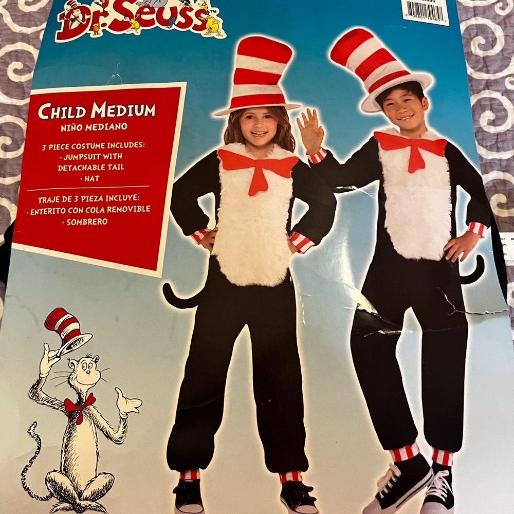 Dr. Seuss Cat in the Hat Kids Costume - Black, White & Red